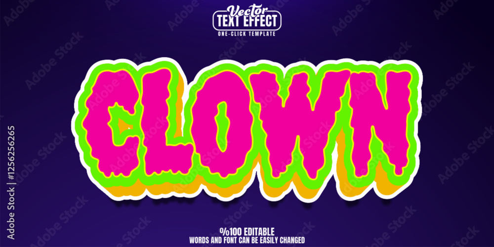 Poster clown editable text effect, customizable horror and scary 3d font style