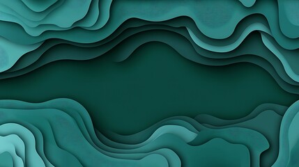Fototapeta premium Teal paper cut waves background