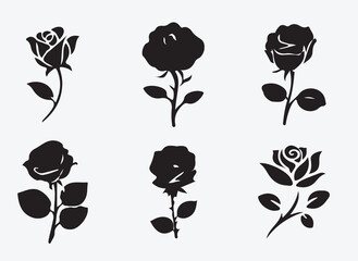 Rose Silhouette for Design and Decoration
