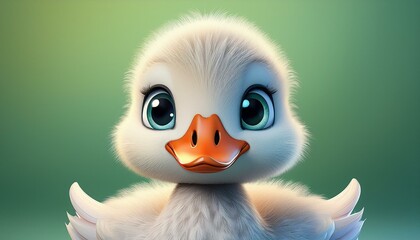 Niedlicher s&uuml;&szlig;er Schwan, gr&uuml;ner Hintergrund