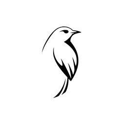 Simplified bird logo, a sleek black and white illustration of a bird with a minimalistic style.