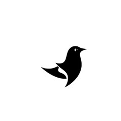 Minimalist Black Bird Silhouette on White Background: A Study in Contrast