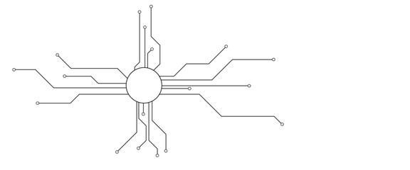 Vector Technology connected white lines and dots with electronics elements on tech bg. Digital technology futuristic internet network speed connection white background.