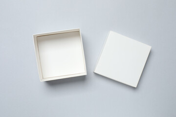Open box on gray background