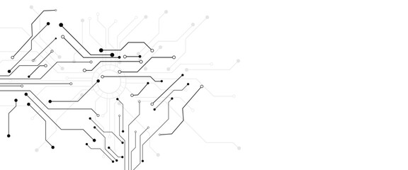 Abstract futuristic circuit board Illustration, Circuit board with various technology elements.