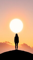 Quiet Strength Embracing Introversion Silhouette of person against sunset backdrop.