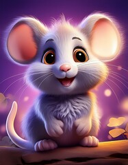 Niedliche kleine Maus, lila Hintergrund