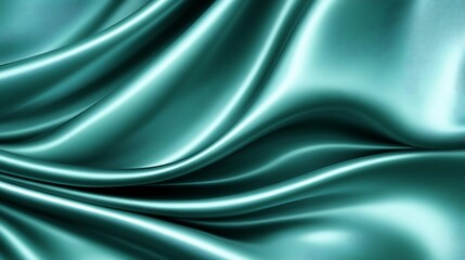 Teal silk fabric drapes, soft folds, elegant background, design texture