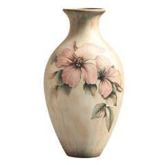 Elegant Floral Vase with Hibiscus Design on a white background.