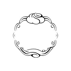 Ornamental Oval Frame with Floral Motif in Black and White