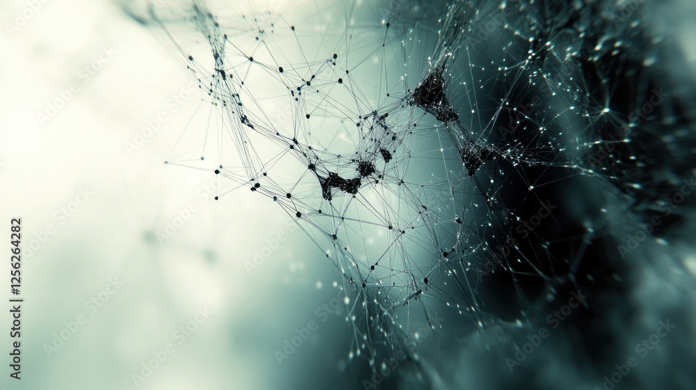 Poster complex patterns of interconnected lines and nodes create an abstract digital background, suitable f