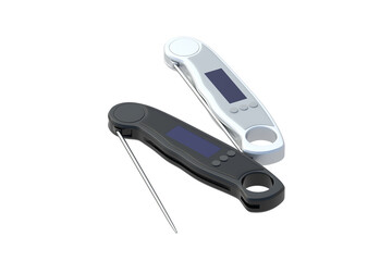 Two digital meat thermometers isolated on white background. 3d render
