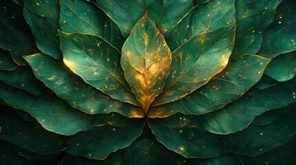 Fototapeta premium This artwork showcases a vibrant green palette of tropical leaves with rich textures, perfect for nature-inspired decor