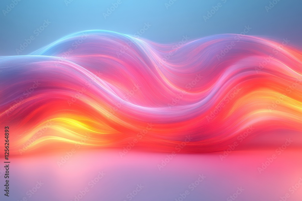 Aufkleber An abstract image of flowing waves in vibrant pink and orange hues, creating a sense of movement and energy. Ideal for creative projects and designs.