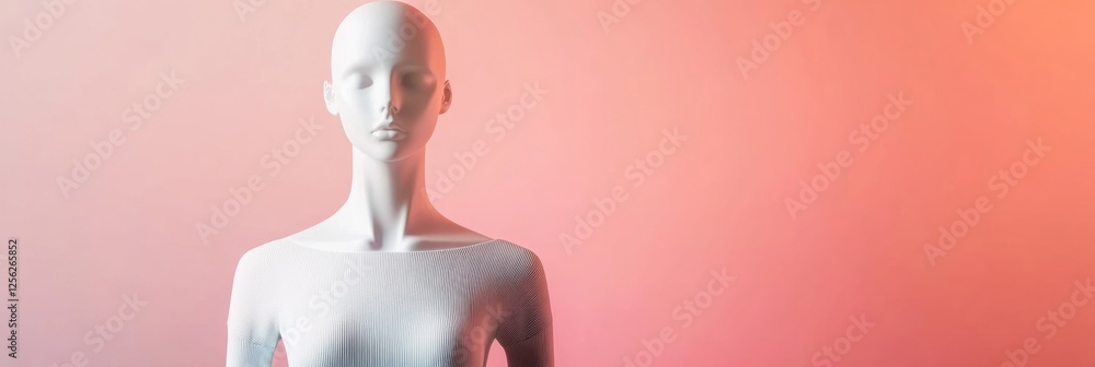 Poster stylish mannequin showcases modern outfit against a pastel background with clean lighting for a fres