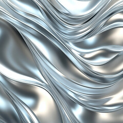 A flowing background with silver metallic waves Generative AI	