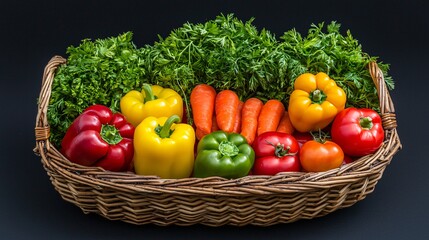 Colorful vegetables in wicker basket