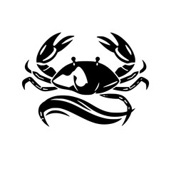 Black-and-white silhouette crab on white background.