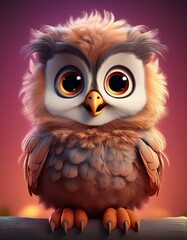 Naklejka premium Niedliche Eule, bordeaux Hintergrund