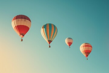 Fototapeta premium freedom and beauty of hot air balloons adrift in the clear blue sky, symbolizing adventure and exploration