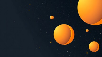 Orange spheres, dark space, background, design