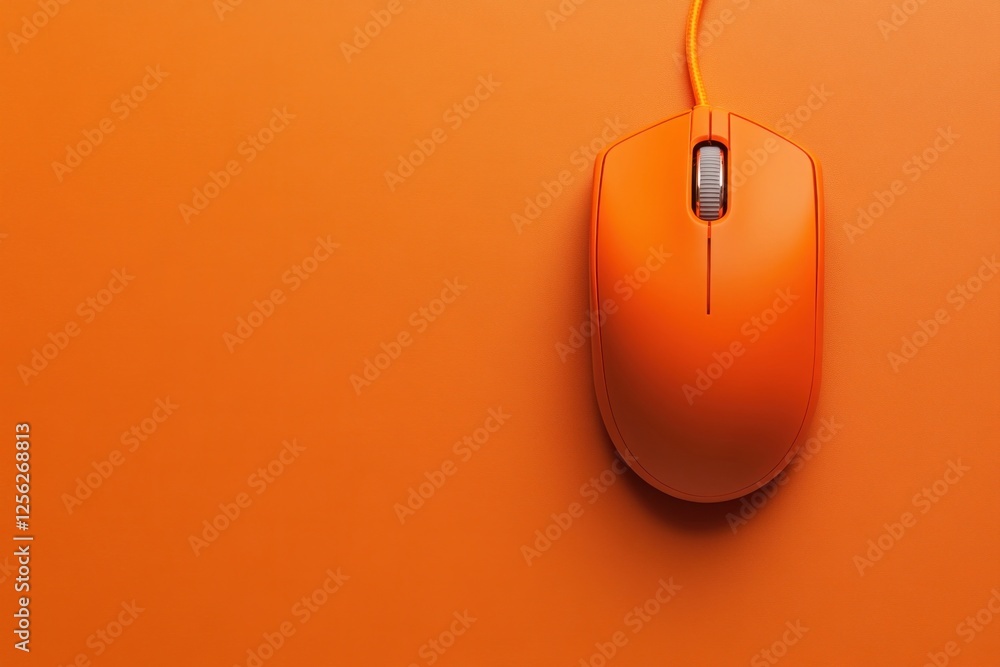 Aufkleber a sleek orange computer mouse rests on an empty orange surface, showcasing its vibrant color and min