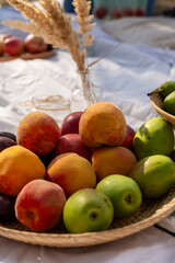 A bowl of fruit on a table