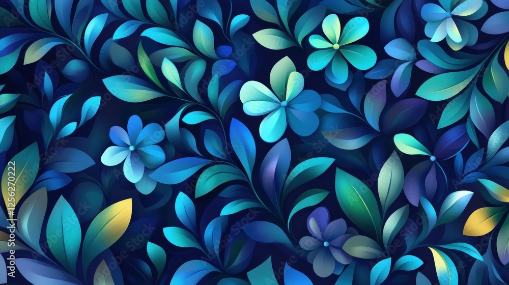 Poster vibrant flowers and intricate foliage swirl in a captivating display of color and design