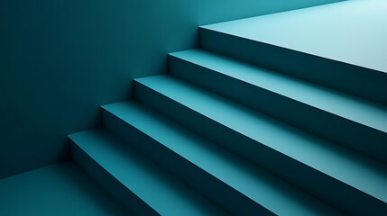 Obraz premium Teal stairs ascend, room backdrop