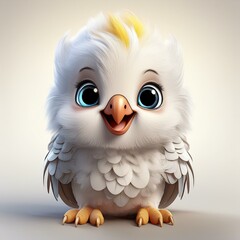 Obraz premium Niedlicher kleiner Kakadu, weißer Hintergrund