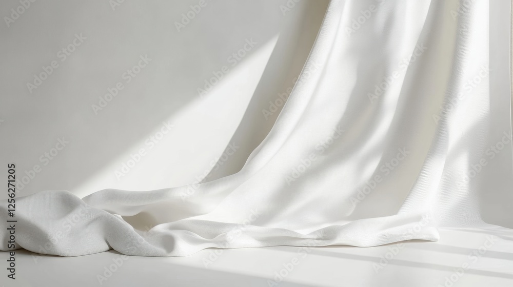 Aufkleber minimalist display of white clothing draped on a neutral background showcasing fabric texture and so