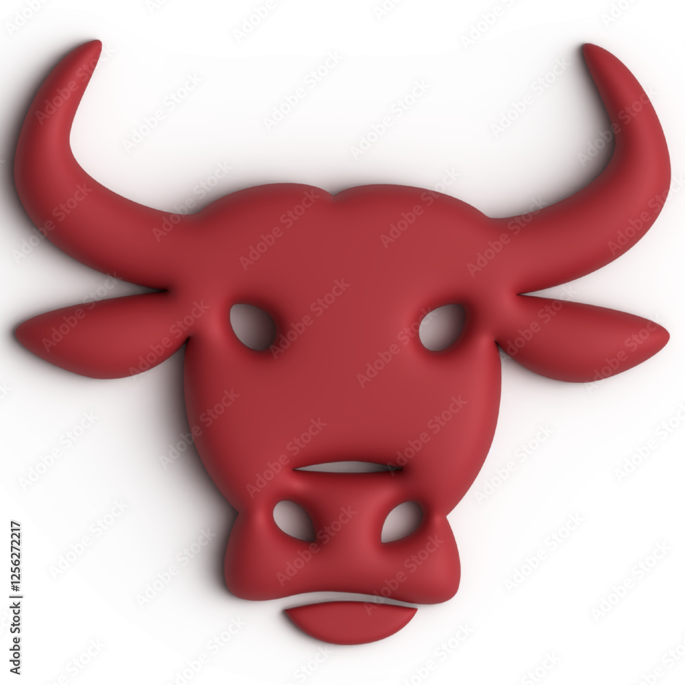 Poster a stylized 3d rendering of a bull's head icon it features a simplified shape with rounded edges the 