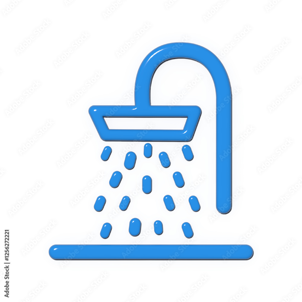 Poster a 3d rendered icon of a showerhead emitting water isolated on a white background in a vector graphic