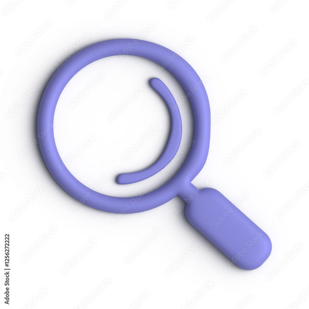 Poster periwinkle blue magnifying glass 3d icon search concept symbol of exploration investigation and zoom