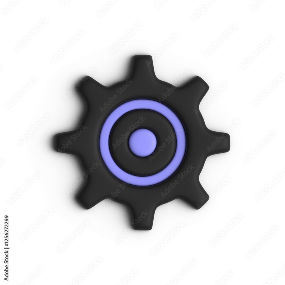Poster stylized gear icon with a 3d effect showcasing settings or mechanical processes in a visually appeal