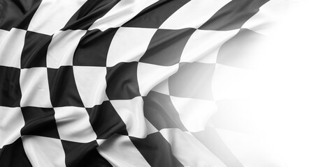 Checkered racing flag on white