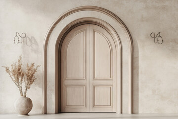 arch doors beige colors product podium mockup 