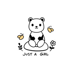 style bear with a gentle smile, sitting on a rock with honey.