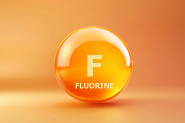 Glossy sphere with Fluorine symbol