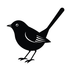 Vector silhouette illustration of an oriental magpie-robin on a white background