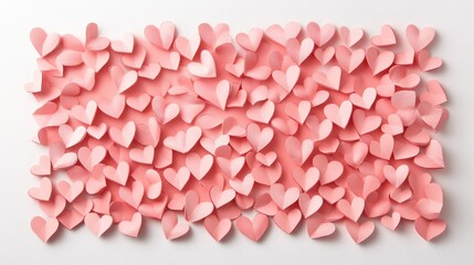 Obraz premium Little Pink pastel Paper Hearts Confetti on white background