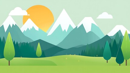 Serene Mountain Landscape Under a Sunny Sky