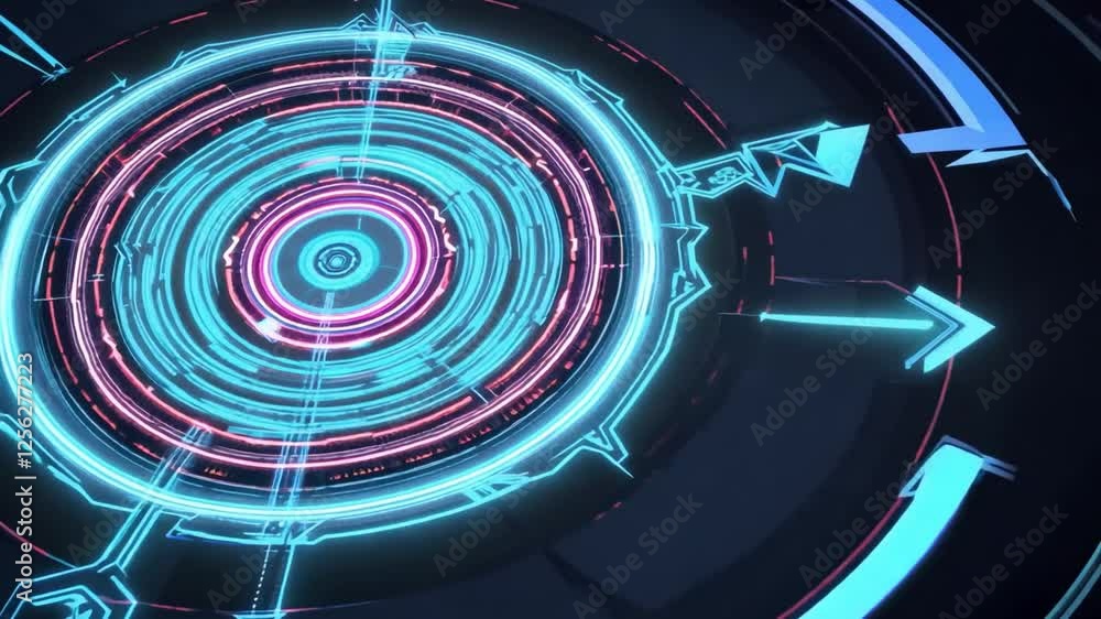 Aufkleber abstract neon pattern with circular lines and geometric shapes