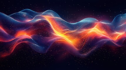 Obraz premium Abstract waves of vibrant colors flowing in a cosmic space.