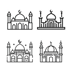 Mosque stock liner icon set vector art
