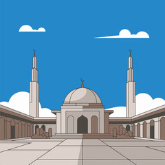 Vector mosque illustration with surrounded area 