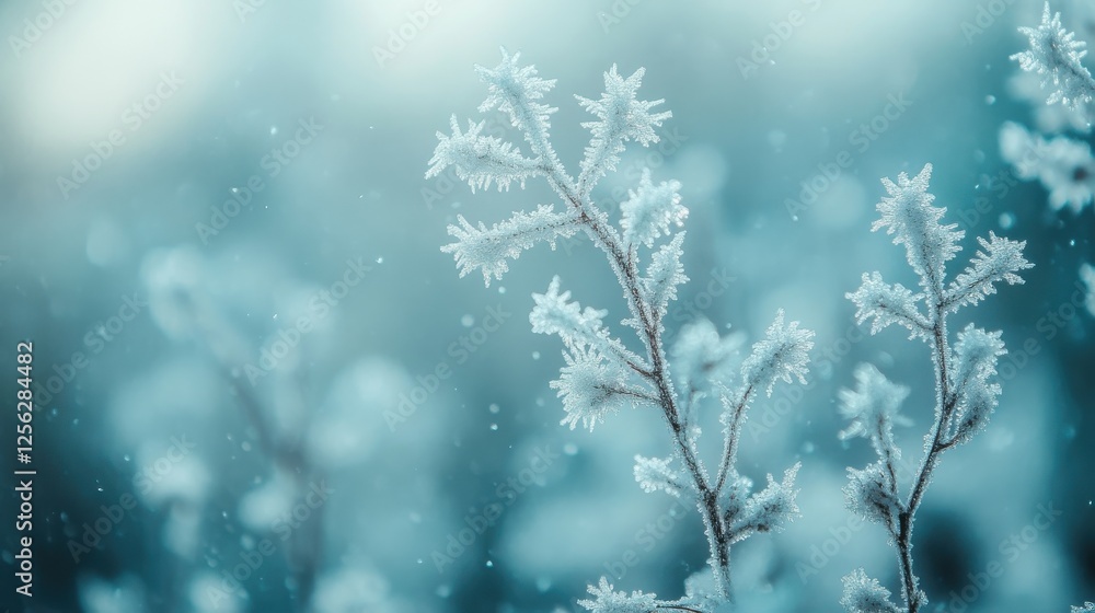 Aufkleber delicate frost patterns forming decorative shapes on a cold windowpane surface