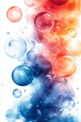 Colorful bubbles floating on a vibrant abstract smoke background