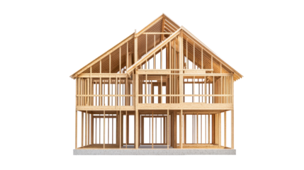 New framing construction of house isolated on white background