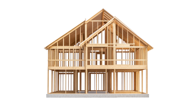 New framing construction of house isolated on white background